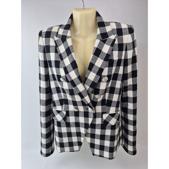 Veronica Beard Women's Black White Checkered Miller Dickey Jacket Blazer Size 2 - Picture 3 of 6
